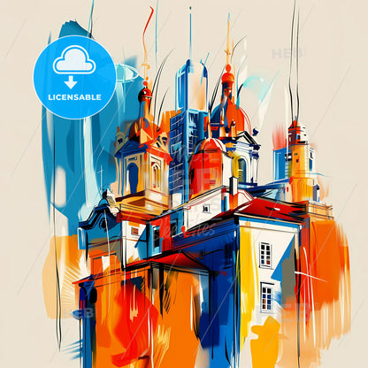 Vibrant Hamamatsu, Japan - A Painting Of A Building