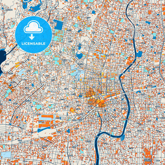 Colorful Hamamatsu Street Map with Labels and Buildings