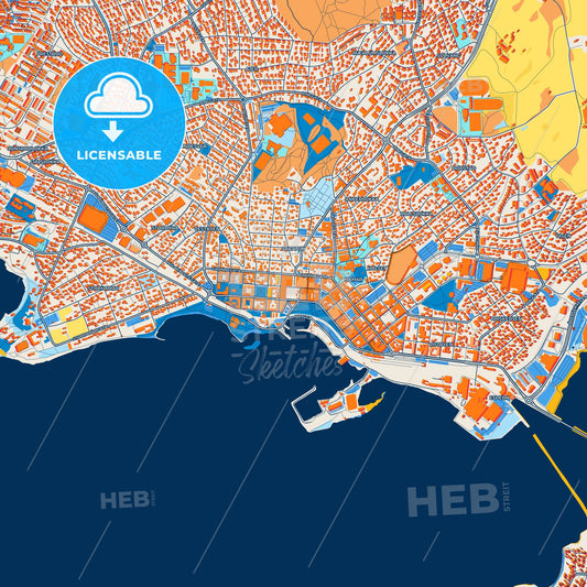 Colorful Hamar Street Map with Labels and Buildings