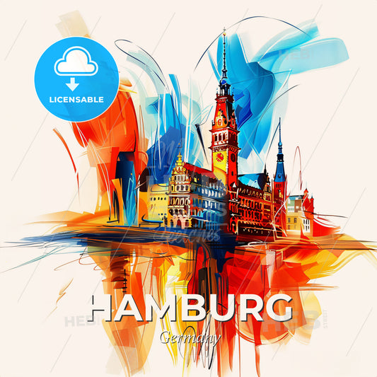 Vibrant Hamburg, Germany - A Colorful Painting Of A Building - Square format print template
