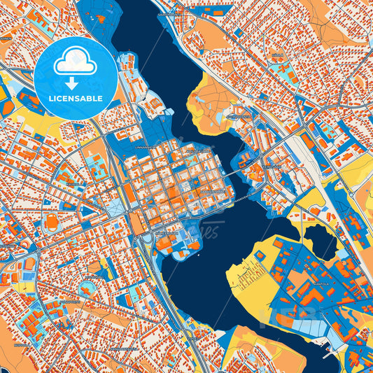 Colorful Hämeenlinna Street Map with Labels and Buildings