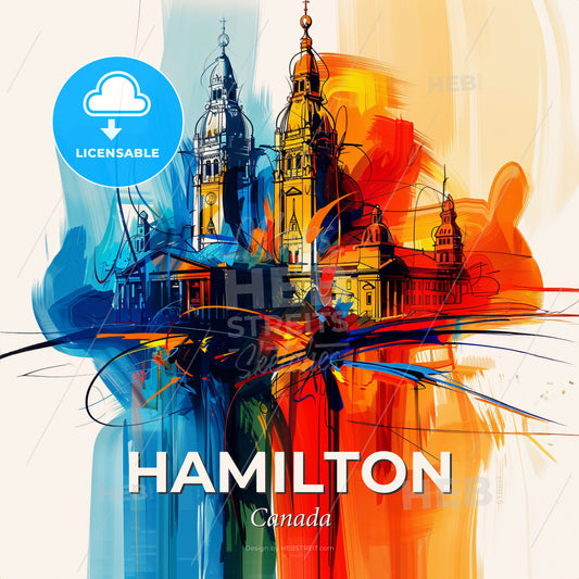 Vibrant Hamilton, Canada - A Colorful Painting Of A Building - Square format print template