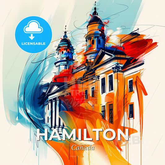 Vibrant Hamilton, Canada - A Painting Of A Building With Colorful Paint - Square format print template