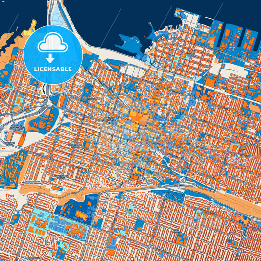 Colorful Hamilton Street Map with Labels and Buildings