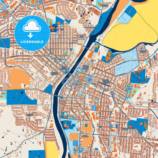 Colorful Hamilton Street Map with Labels and Buildings