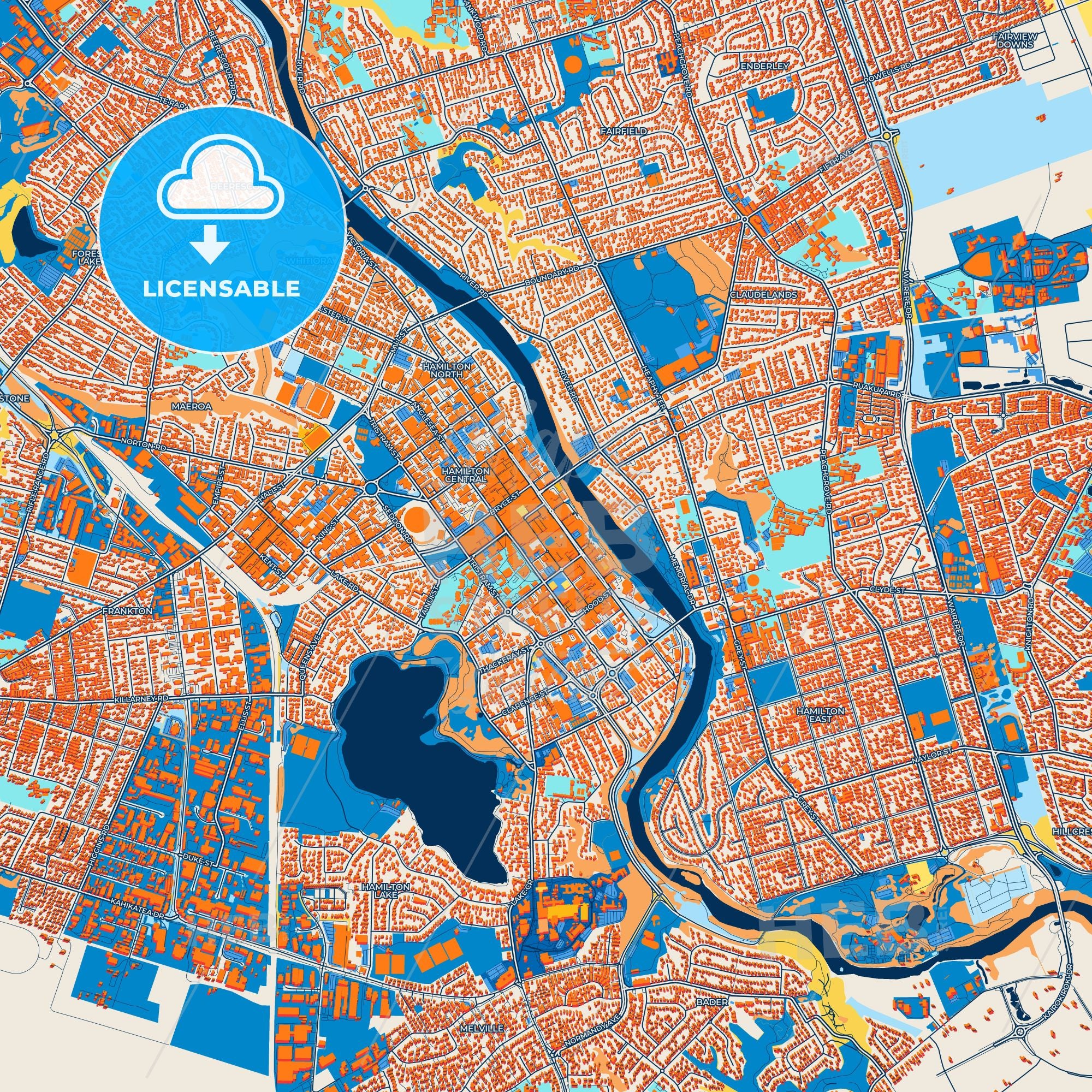 Colorful Hamilton Street Map - Digital Download – HEBSTREITS