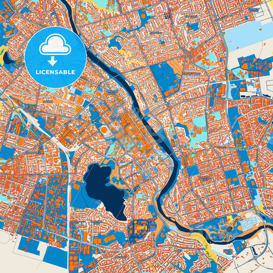 Colorful Hamilton Street Map with Labels and Buildings