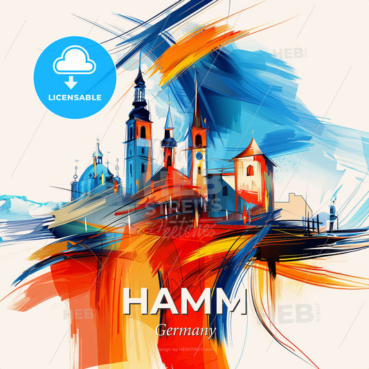 Vibrant Hamm, Germany - A Painting Of A City - Square format print template