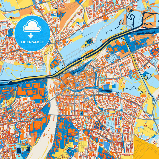 Colorful Hamm Street Map with Labels and Buildings