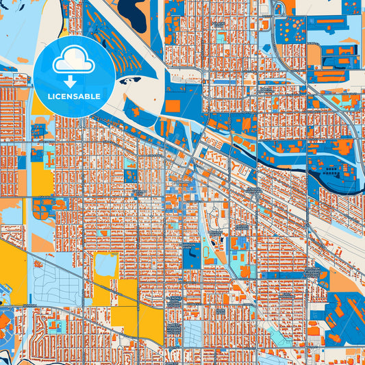 Colorful Hammond Street Map with Labels and Buildings