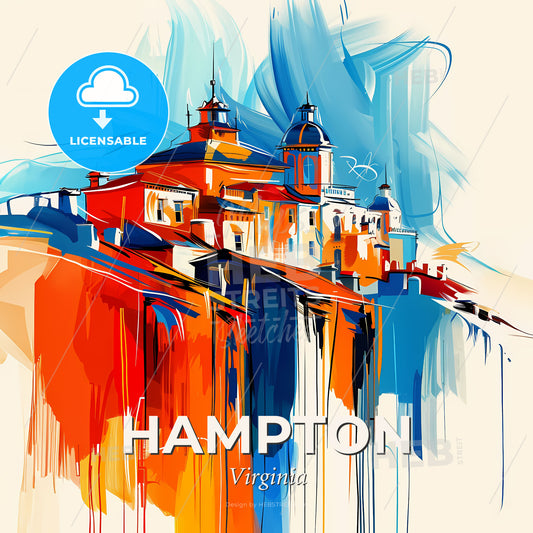 Vibrant Hampton, Virginia - A Painting Of A Building - Square format print template