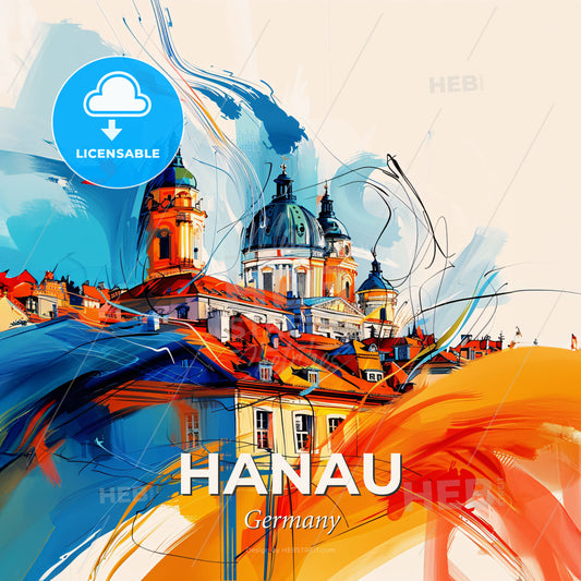 Vibrant Hanau, Germany - A Colorful Painting Of A Building - Square format print template