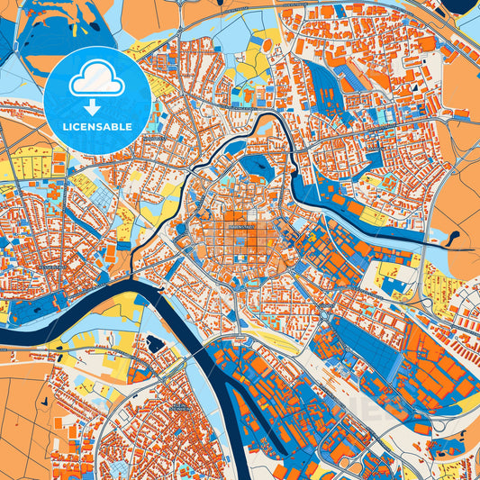 Colorful Hanau Street Map with Labels and Buildings
