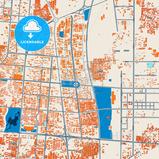 Colorful Handan Street Map with Labels and Buildings