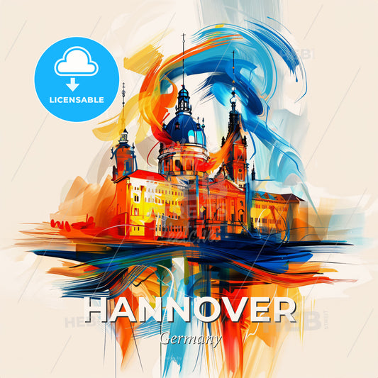 Vibrant Hannover, Germany - A Painting Of A Building - Square format print template