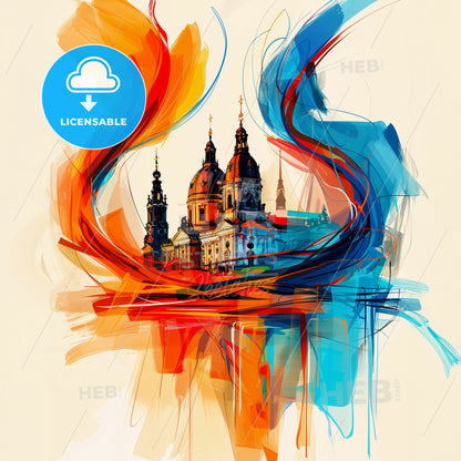 Vibrant Hannover, Germany - A Painting Of A Building With Colorful Paint