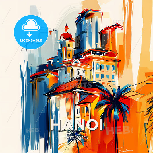 Vibrant Hanoi, Vietnam - A Painting Of A City - Square format print template