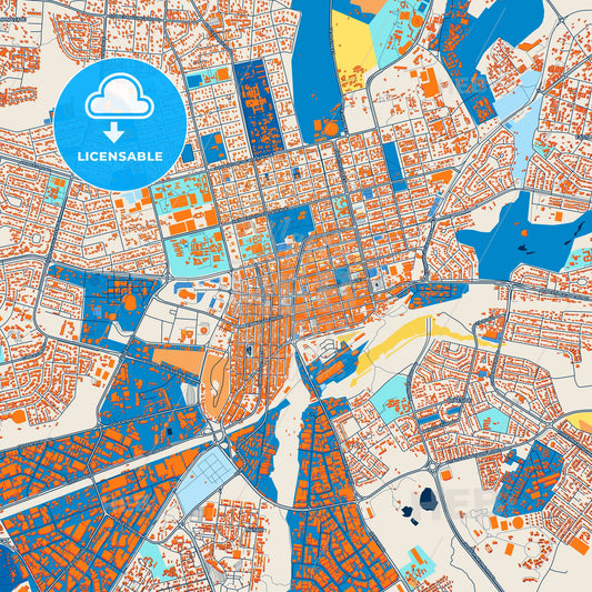 Colorful Harare Street Map with Labels and Buildings