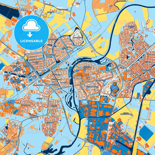 Colorful Hardenberg Street Map with Labels and Buildings