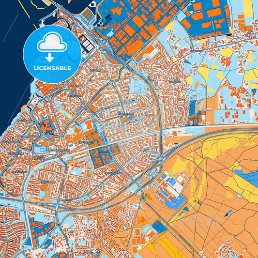 Colorful Harderwijk Street Map with Labels and Buildings