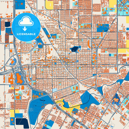 Colorful Harlingen Street Map with Labels and Buildings