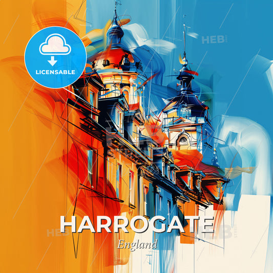 Vibrant Harrogate, England - A Painting Of A Building - Square format print template