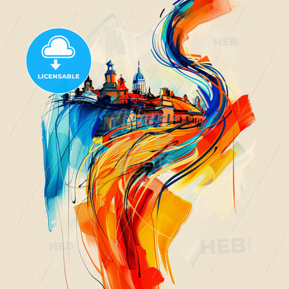 Vibrant Harrogate, England - A Colorful Painting Of A Building