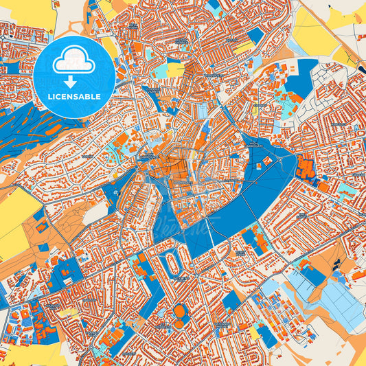 Colorful Harrogate Street Map with Labels and Buildings