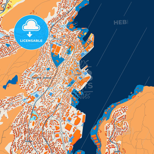 Colorful Harstad Street Map with Labels and Buildings