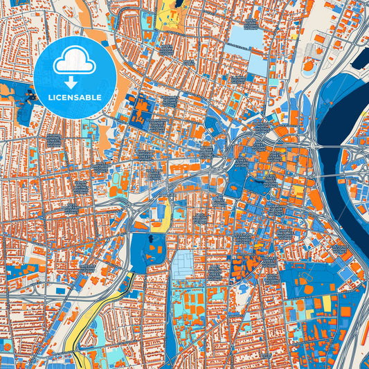 Colorful Hartford Street Map with Labels and Buildings
