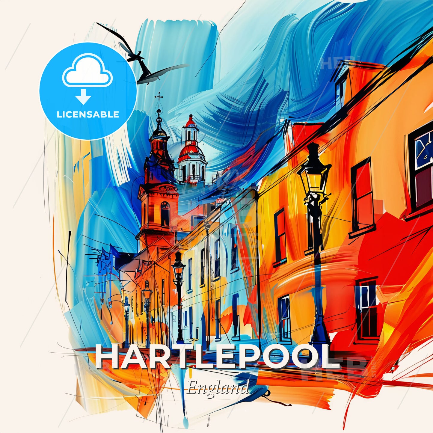 Vibrant Hartlepool, England - A Painting Of A Building - Square format print template