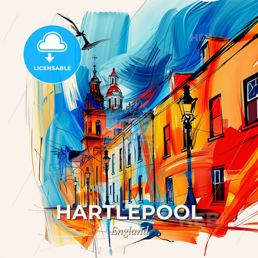Vibrant Hartlepool, England - A Painting Of A Building - Square format print template