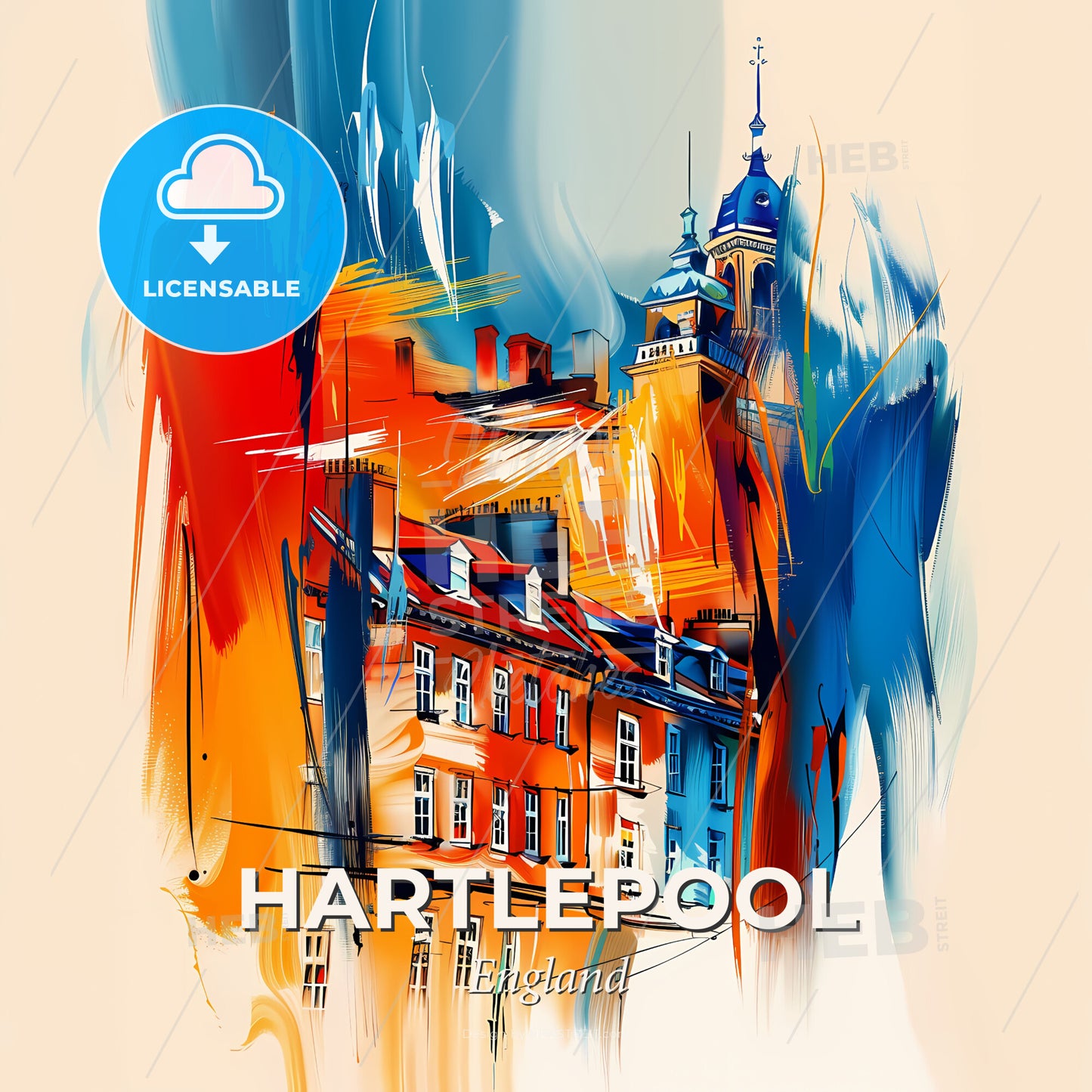 Vibrant Hartlepool, England - A Painting Of A Building - Square format print template