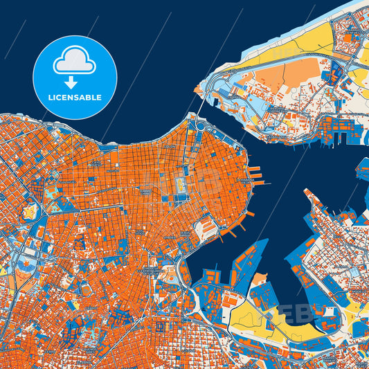 Colorful Havana Street Map with Labels and Buildings