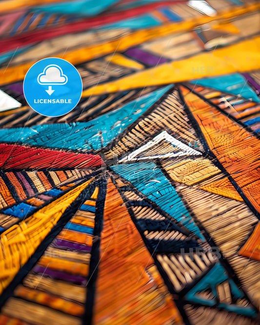 Tribal Art Hawaiian Print Close Up Painting Colorful Texture Surface
