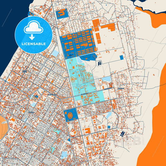 Colorful Hawassa Street Map with Labels and Buildings