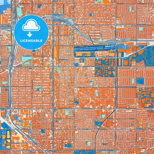 Colorful Hawthorne Street Map with Labels and Buildings