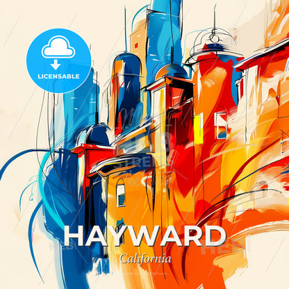 Vibrant Hayward, California - A Colorful Cityscape With Buildings - Square format print template