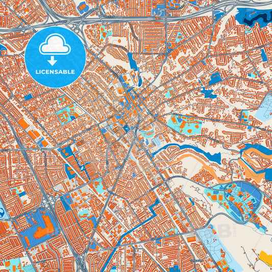Colorful Hayward Street Map with Labels and Buildings