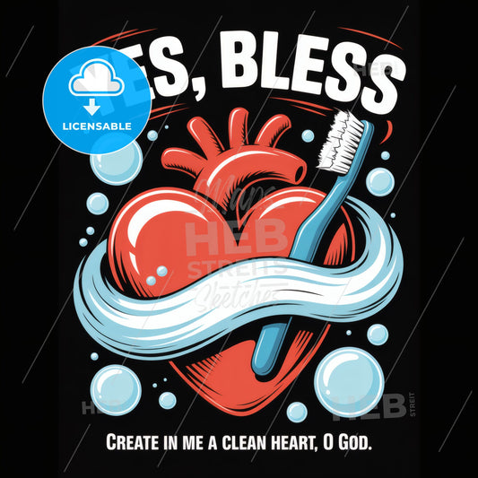 Heart and Hygiene: A Creative Expression of Cleanliness and Spiritual Renewal with Vibrant Artwork.