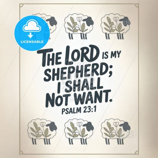 Heartwarming Bible Verse Art Featuring Sheep and Psalm 23:1 Inspiration for Home Decor or Spiritual Reflection.