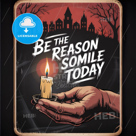 Heartwarming Vintage Illustration: Be the Reason Someone Smiles Today with a Hand-Held Candle.