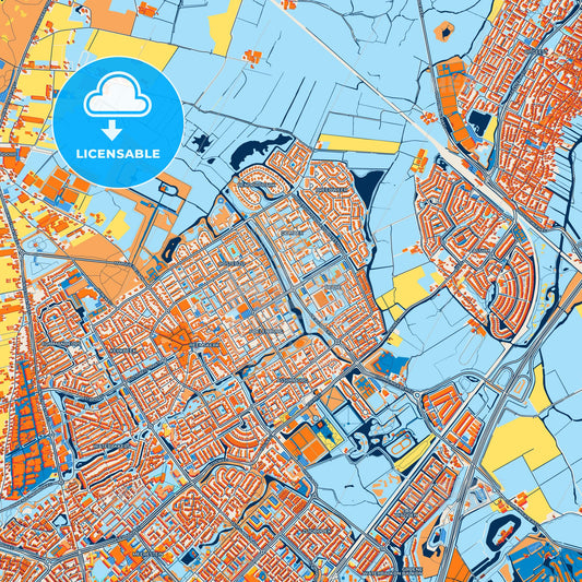 Colorful Heemskerk Street Map with Labels and Buildings