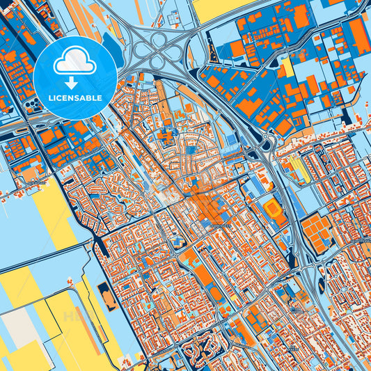 Colorful Heerenveen Street Map with Labels and Buildings