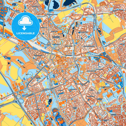 Colorful Heerlen Street Map with Labels and Buildings