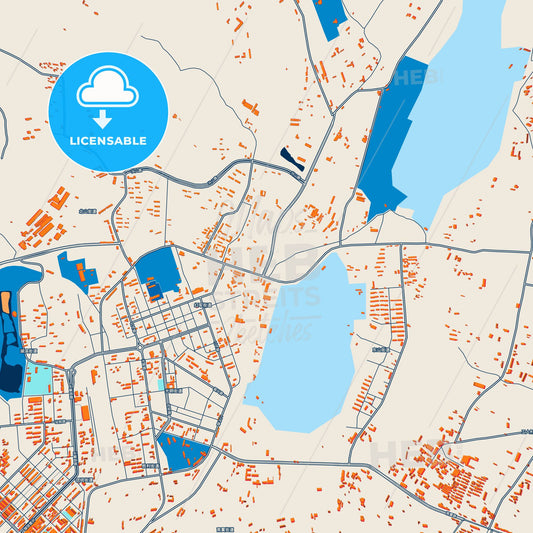 Colorful Hegang Street Map with Labels and Buildings