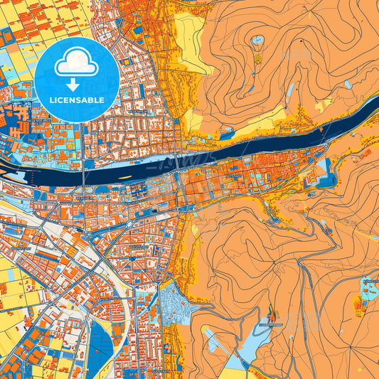 Colorful Heidelberg Street Map with Labels and Buildings