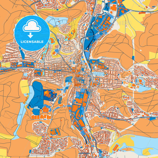 Colorful Heidenheim an der Brenz Street Map with Labels and Buildings