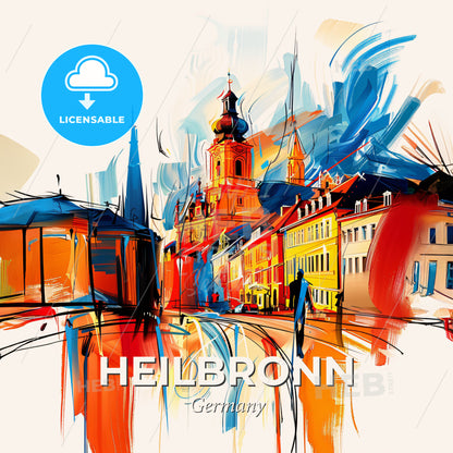 Vibrant Heilbronn, Germany - A Painting Of A City - Square format print template