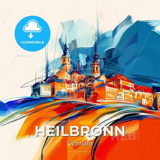 Vibrant Heilbronn, Germany - A Painting Of A City - Square format print template